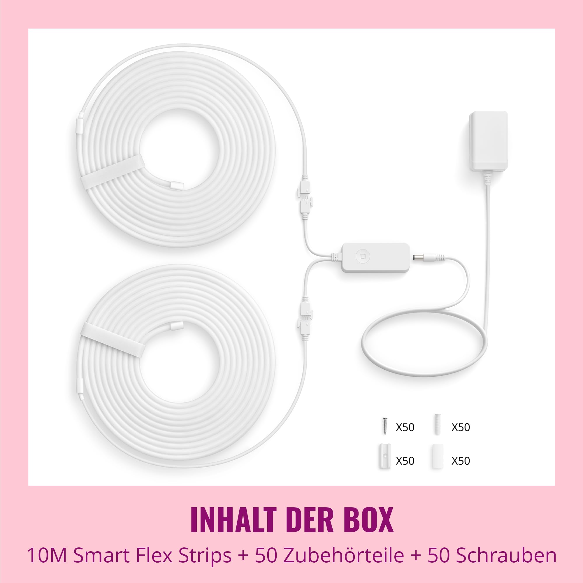 WiZ SMART FLEX STRIP - 10 m, 16 Millionen Farben + Weißschattierungen, dynamische Lichtszenen, verbindet sich mit Ihrem WLAN, Sprach- / App-Steuerung, funktioniert mit Google Home, Alexa und HomeKit.