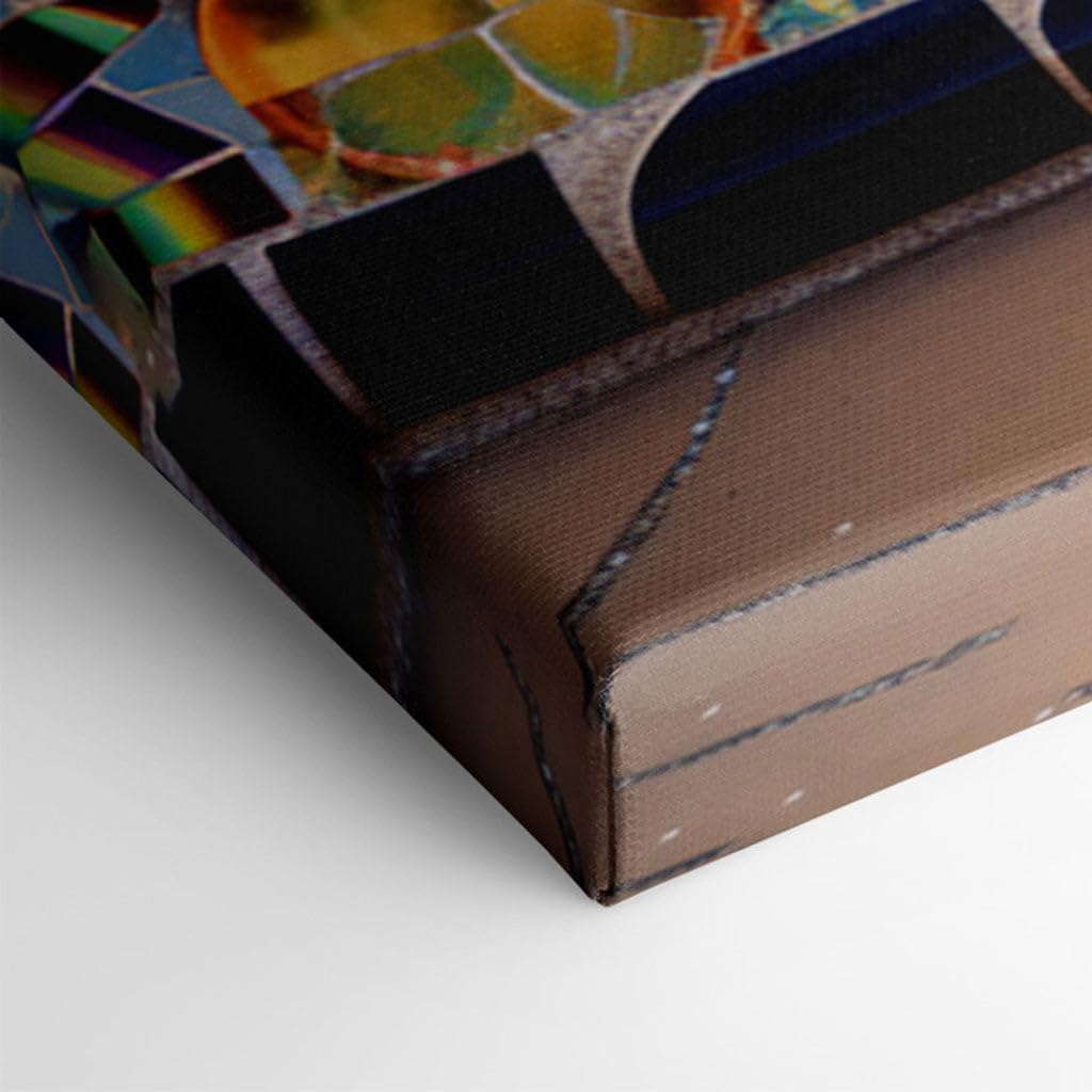 Canvas for Living room. Gaudi's Masterpiece at Dusk: Park G�ell's Mosaic Elegance Against Barcelona's Sunset Canvas, 27 x 18 inch Canvas Wall Art - Ready to Hang