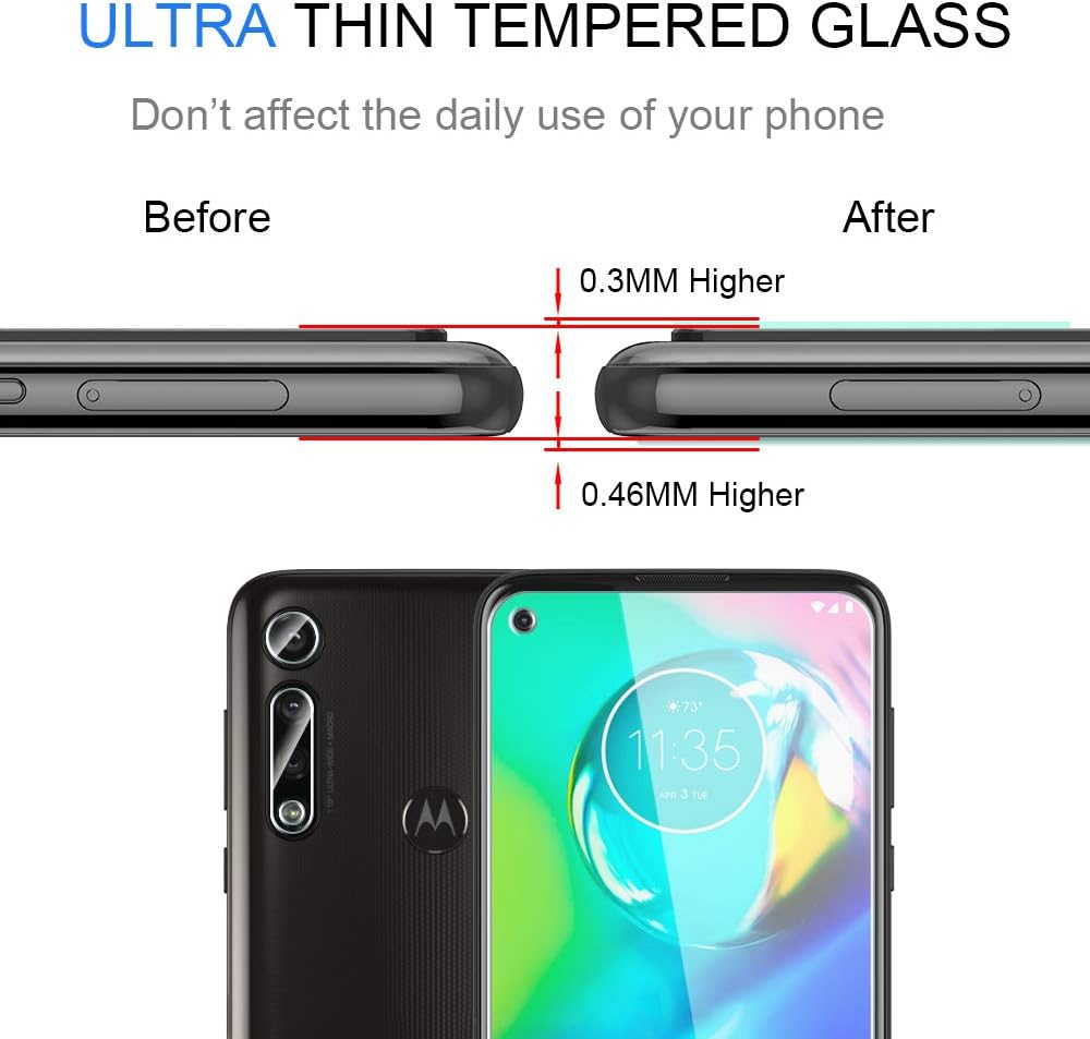 HATOSHI 6 Pack 3 Pack Screen Protector + 3 Pack Camera Lens Protector for Motorola Moto G Power 2020 Tempered Glass - NOT for Moto G Power 2021, Easy Frame Installation, HD Clear, Bubble Free