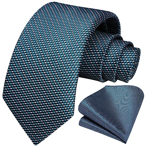 Image of HISDERN Mens Ties Plaid Tie and Pocket Square Set Classic Woven Formal Checkered Neckties & Handkerchief Wedding Party