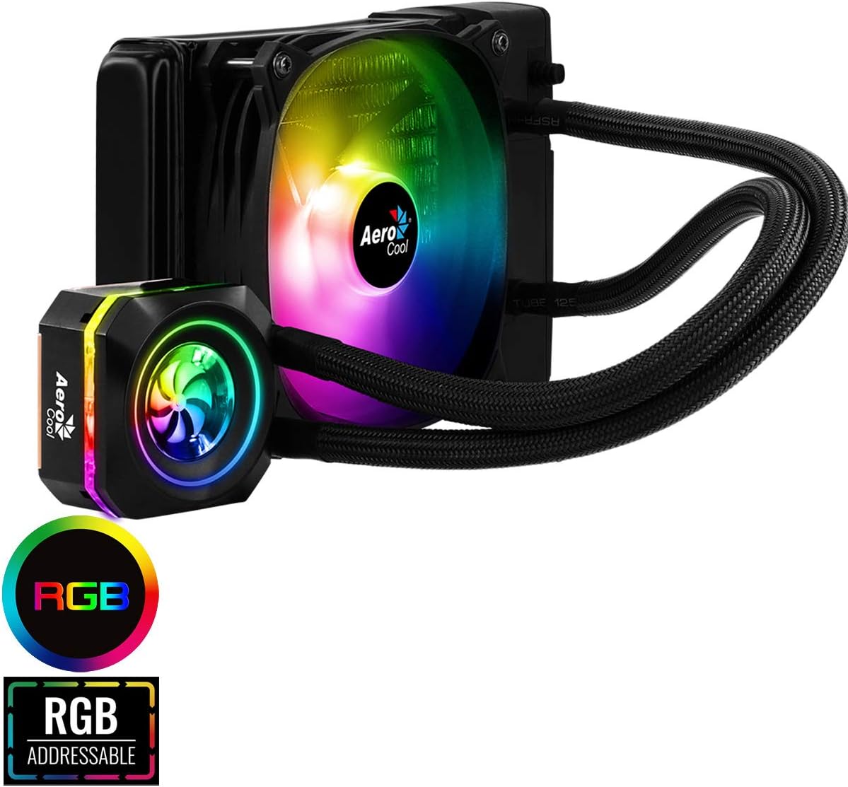 Aerocool PULSE L120F, CPU Liquid Cooling, Halo RGB Led, 12cm RGB Fan, TDP 200W, Black