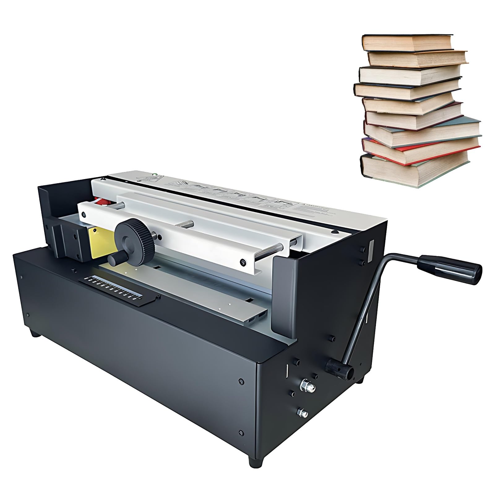 Electric Glue Book Binding Machine, 480W Hot Melt Binding Machine with Milling Cutter, A4 Desktop Thermal Binder with Rubber Wheel, Even Gluing, Easy Operation, for Office and School Use