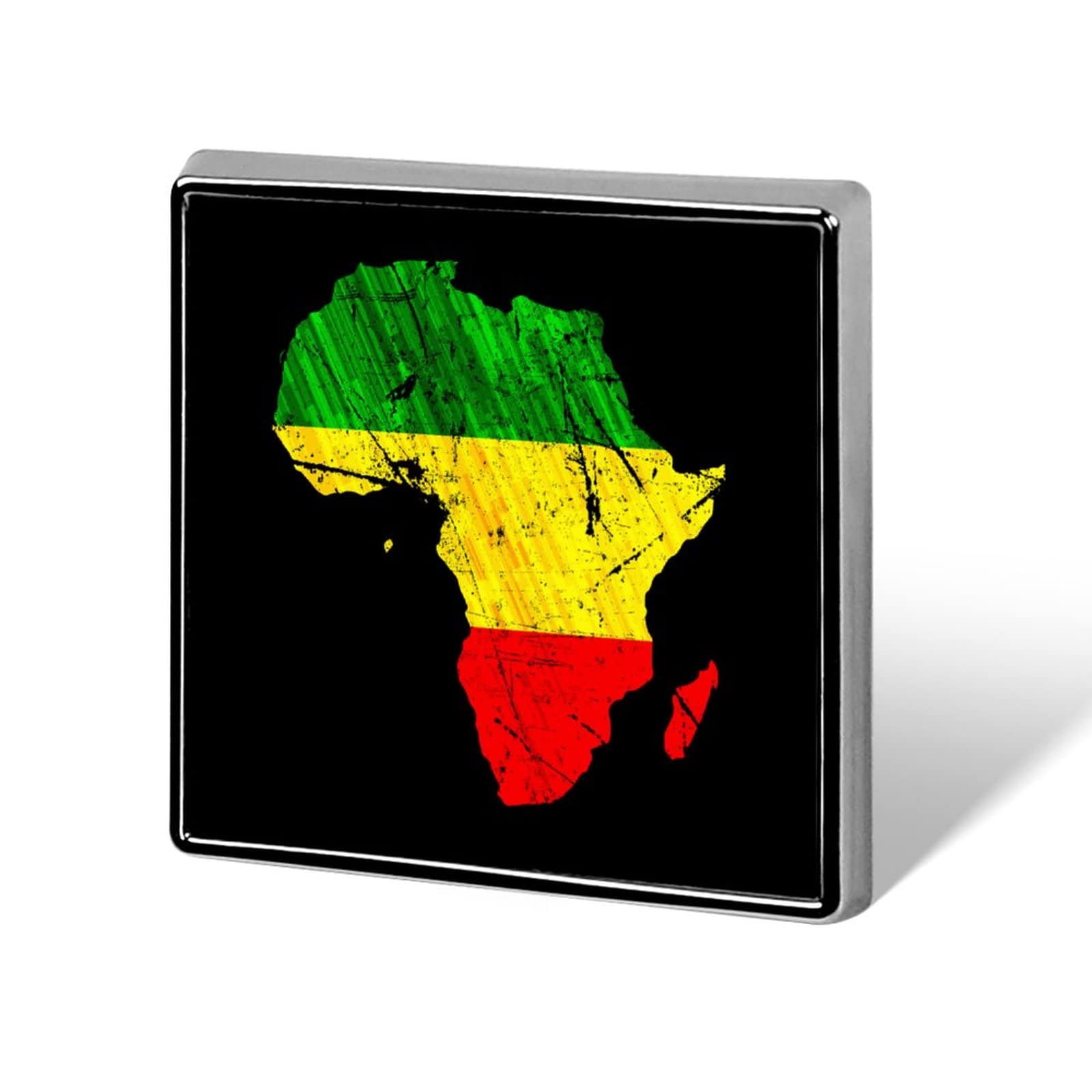 Africa Map Reggaelasta Square Badge Pin Brooch Awareness Button Badge for Hat Jacket Shirt Decoration