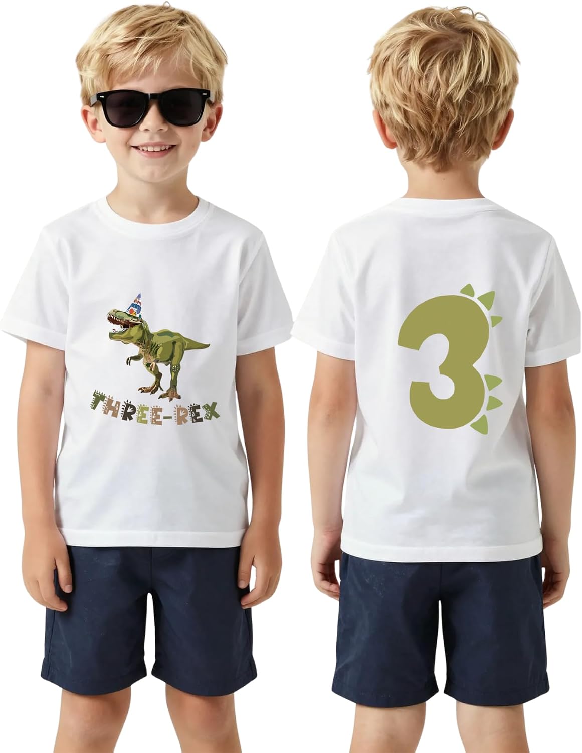 3rd Boy Birthday Shirt Toddler Dinosaurs 3 Years Old Short Sleeve T Shirt Western Party Tees