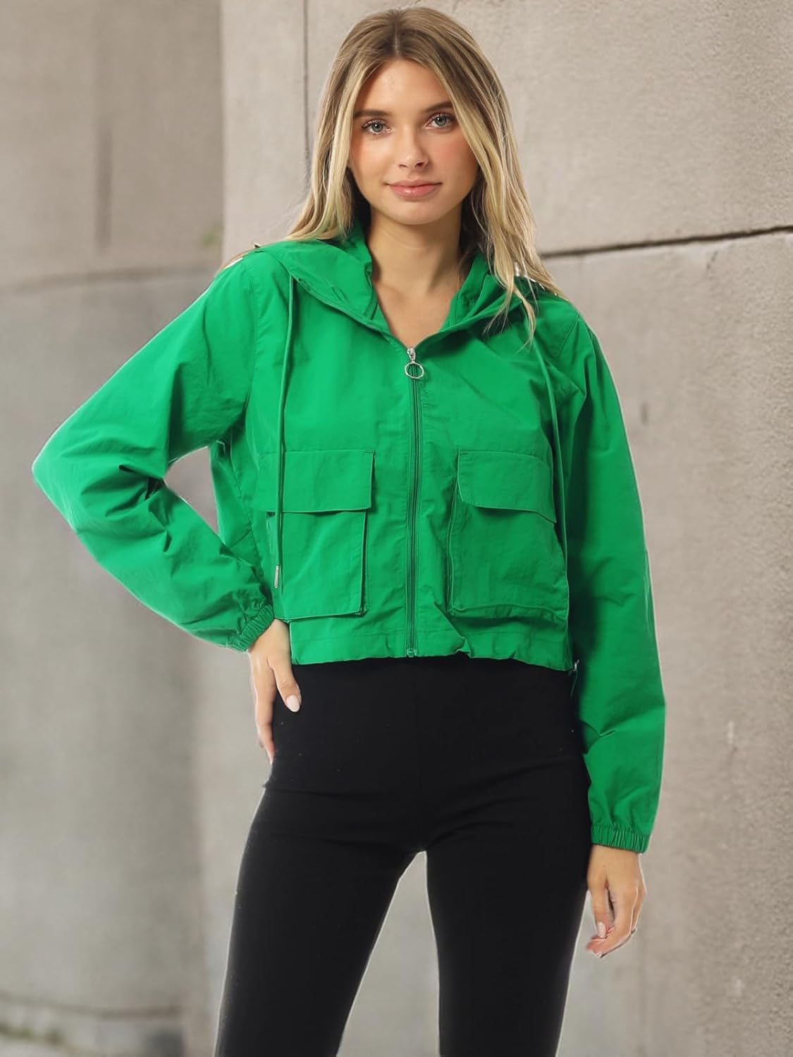 MixMatchy Women's Lightweight Cropped Yoga Quick Dry Windbreaker Zipper Jackets Workout Running Hoodie