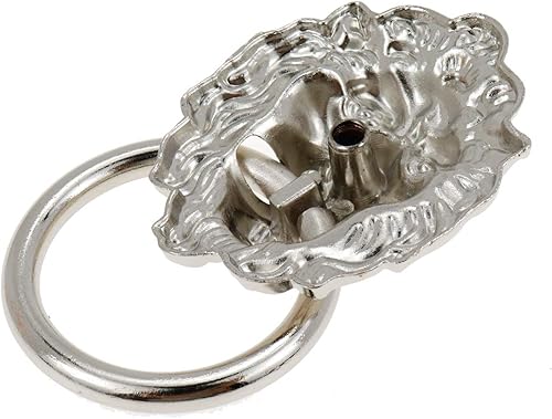 Miniatura 2 de Coshar 10 tiradores de cabeza de león para cajón de armario de tocador, estilo retro, plateado, 1.6 x 2.6 pulgadas