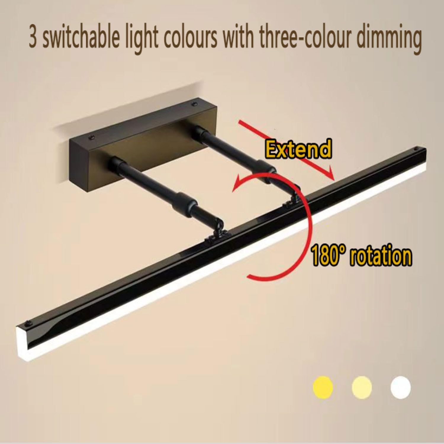 Luce Specchio Bagno LED Girevole di 180° LED Specchio Lampada Impermeabile IP44 Lampada da Specchio Bagno Applique Bagno Specchio Moderno Bianco Caldo 3000K LED Specchio Lampada