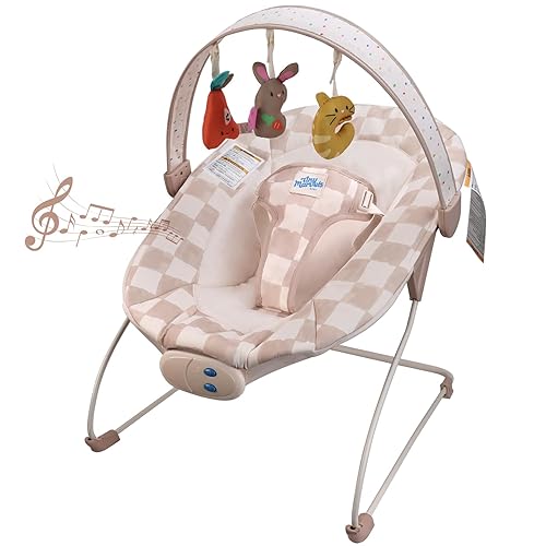 Baby Bouncer Asiento inflable para bebé, asiento inflable para bebés con música y juguetes sensoriales, compacto y lavable a máquina, almohadilla