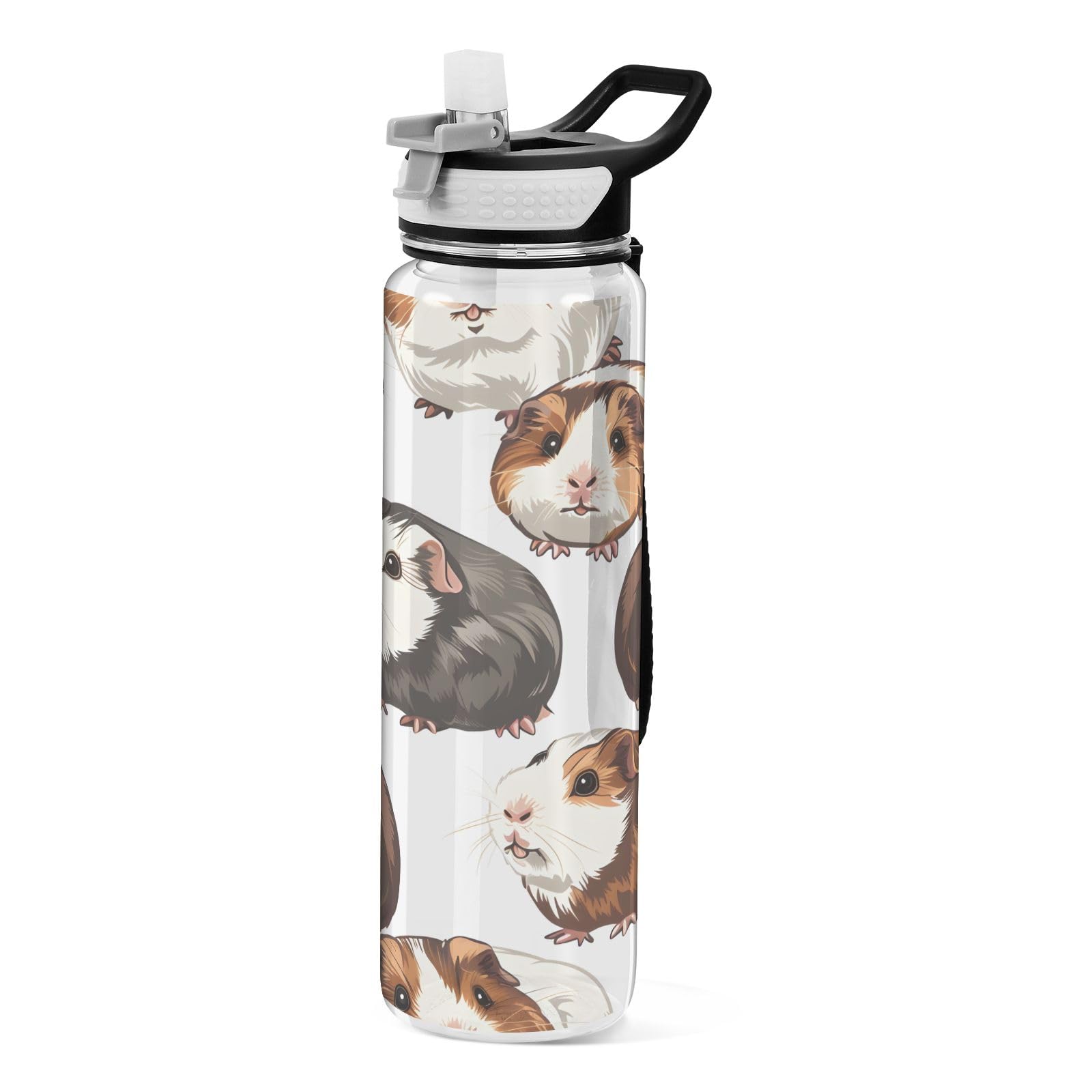 Botella transparente Mnsruu con divertido estampado de cobaya para regalar en viajes