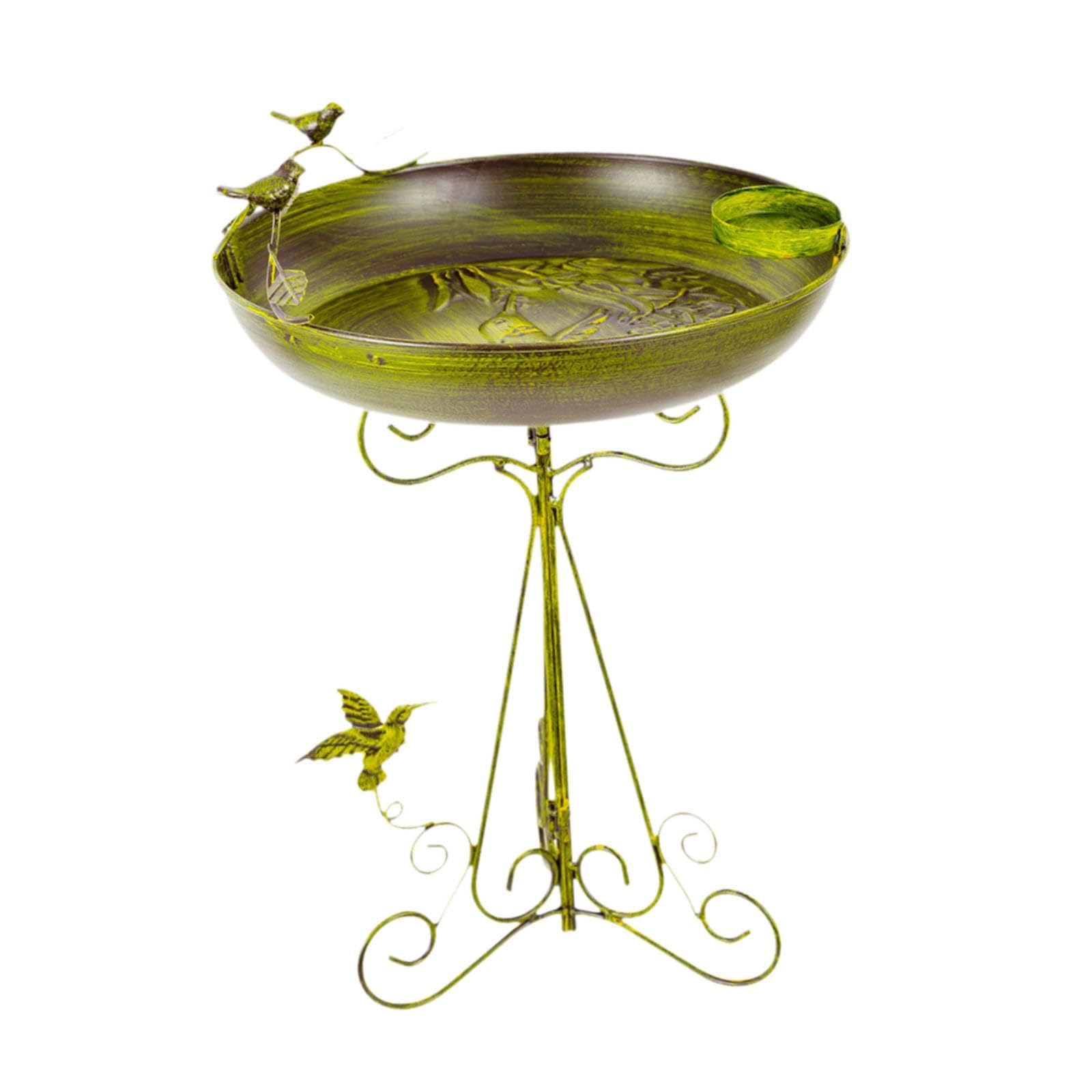Bebedero para pájaros de hierro de metal para pájaros, comedero, zócalo, cuenco multifuncional para exteriores, para jardín, terraza, patio trasero