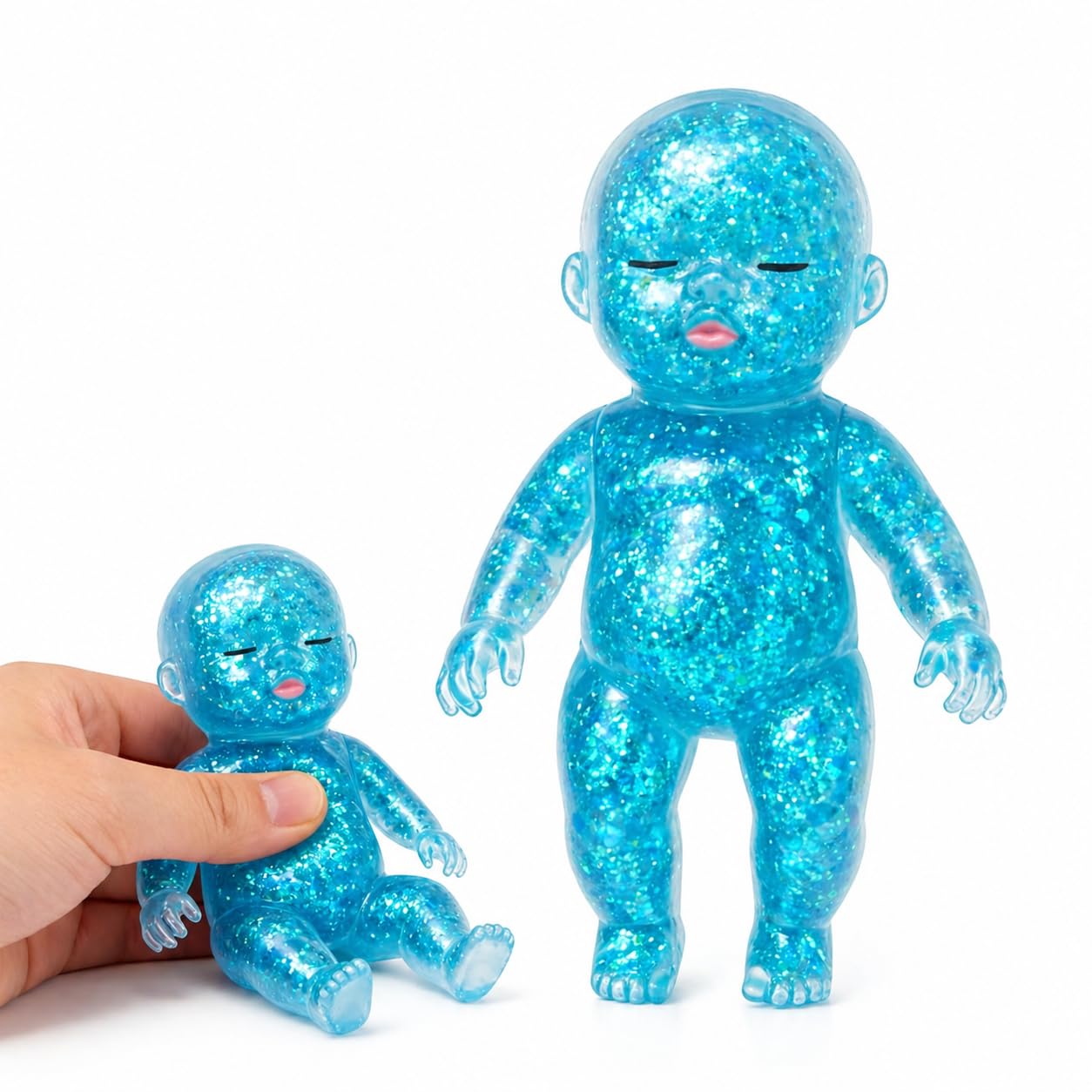 Baby Doll Squishy Fidget Toys, Glitter Squishy Fidgets Squeeze Toys, Stress Relief Squishys, Slow Rising Malt Sugar Squishies Stress Balls for Adults Kids Office Home