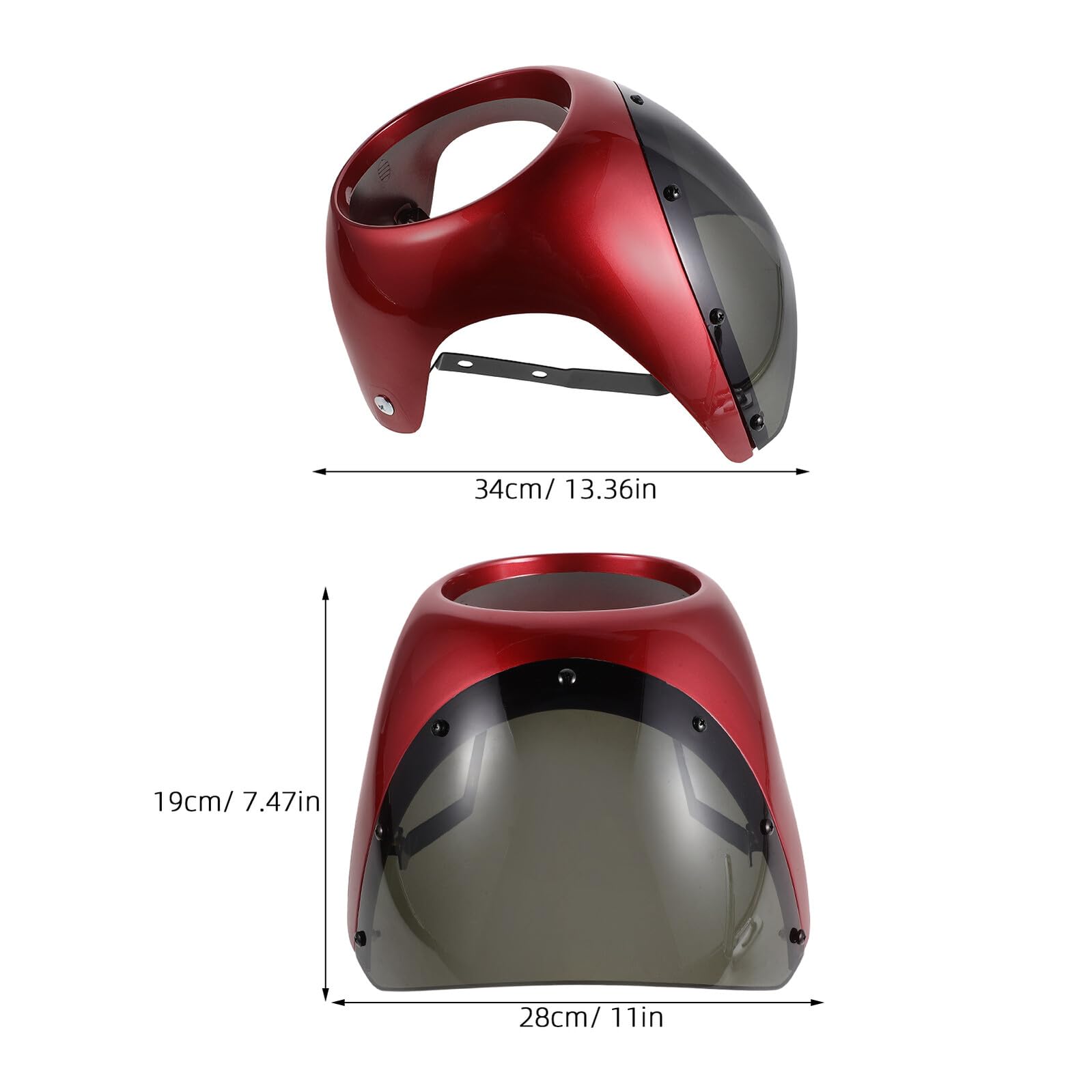 Cabilock Cupolino Parabrezza Moto 7 Pollici Antivento in Plastica Trasparente Deflettore Aerodinamico e Staffa Regolabile Copertura Faro Moto per Cruiser e Touring