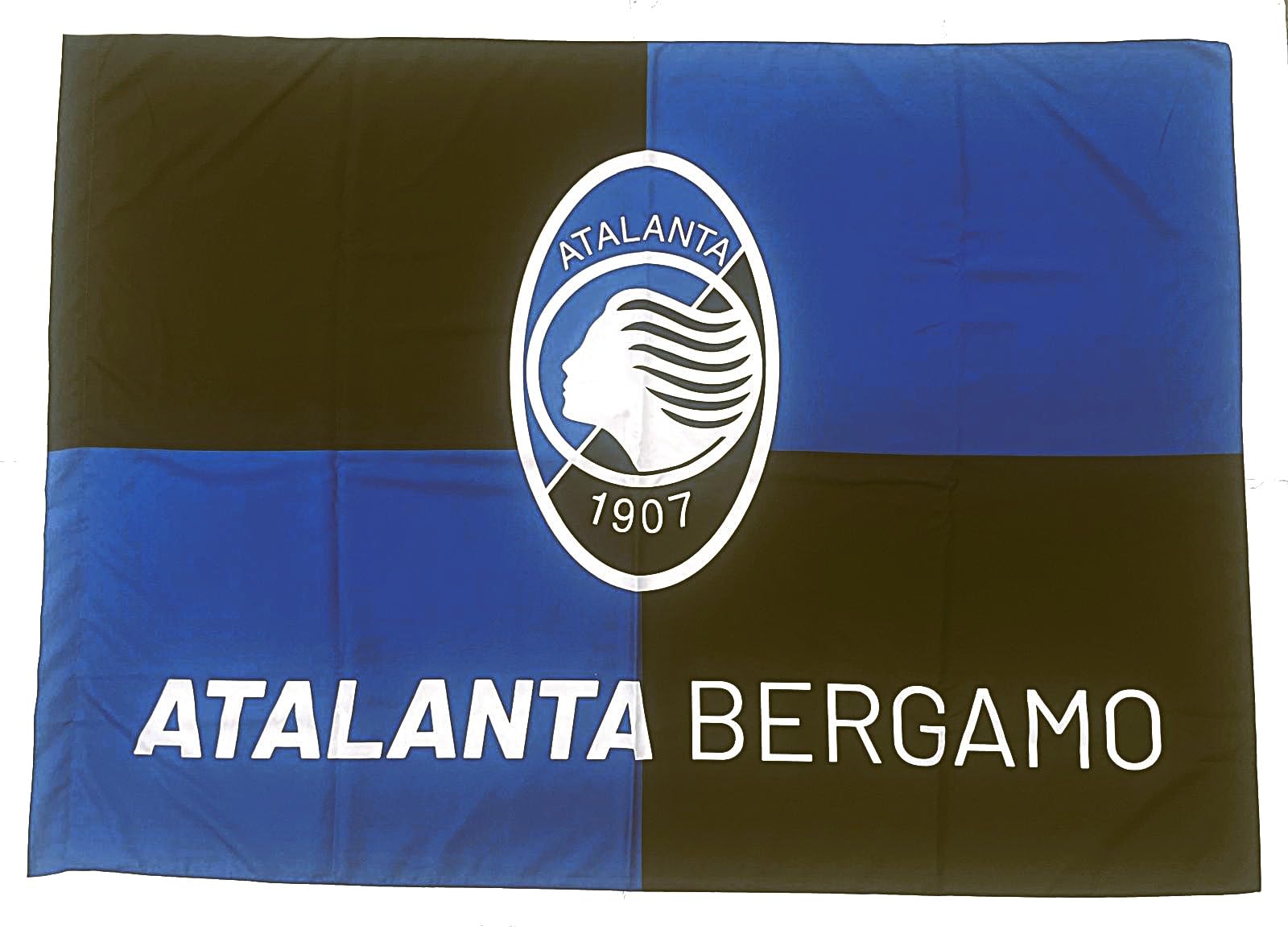 Bandiera ATALANTA UFFICIALE grande misura cm. 97 x 140 in poliestere Neroblu Dea Bergamo BGAT97x140-01