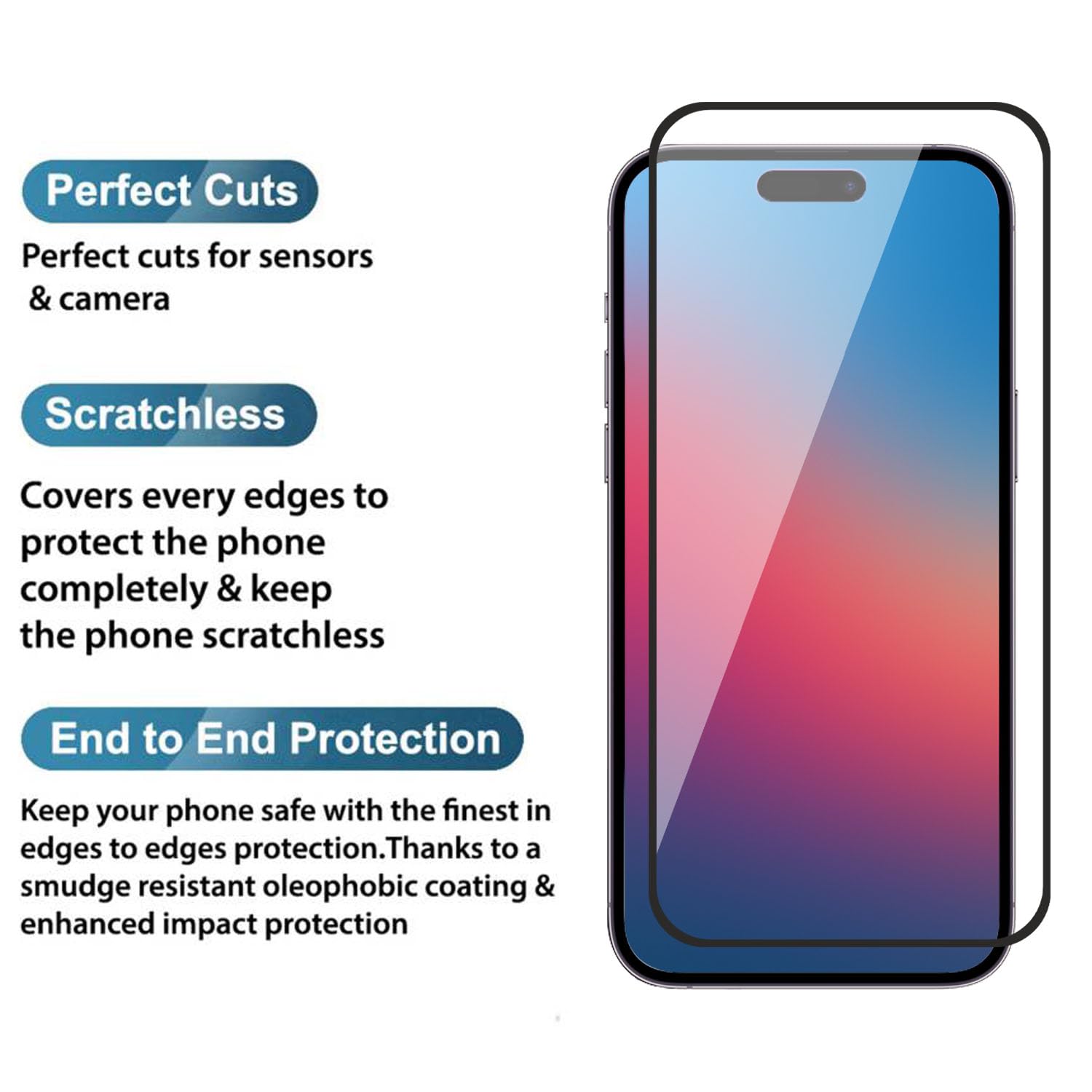 POPIO Tempered Glass Screen Protector Compatible For Iphone 15 (Black) Edge To Edge Coverage With Easy Installation Kit for Smartphone 2 61LyVLpASvL. SL1500
