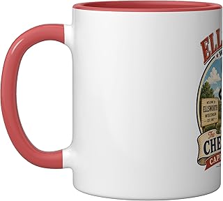 Ellsworth, WI - Cheese Curd Capital - Vintage Mascot Logo Ceramic Mug, Red/White