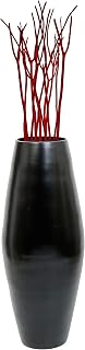 Uniquewise Bamboo Cylinder Shaped Floor Vase - Handcrafted Tall Decorative Vase - Ideal for Dining Room, Living Room, and Entryway - Elegant Statement Piece for Home Decoration, 27.5 Inches, Black