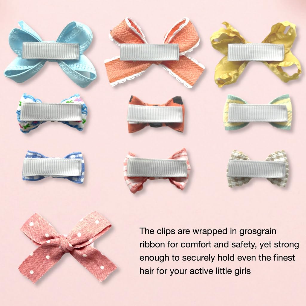 Hair Bows Clips for Girls - Assorted 18 Pcs Fully Lined No Slip Alligator Clip Barrettes Accessories, Hair Clips for Baby Toddler Kids Gifts, Shades of Pink