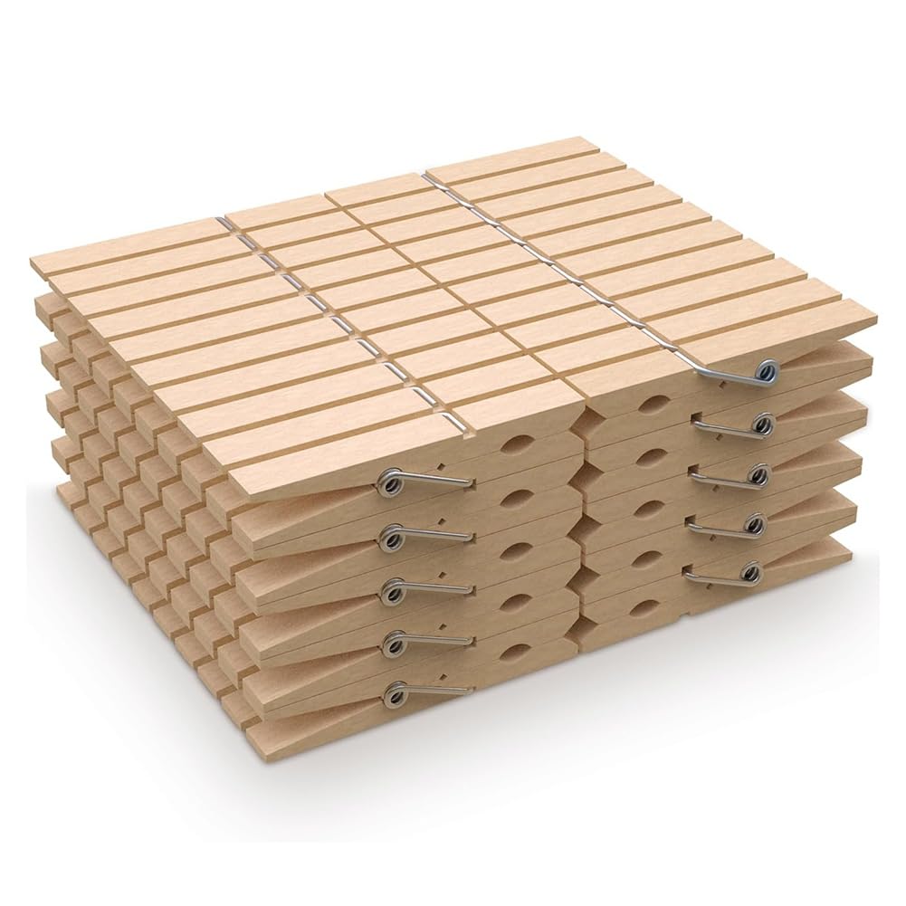 CTRLZS 100Pcs Wooden Clothespins, Perfect for Clothes Racks, Crafts and Household Use, Weatherproof, Long Lasting, Versatile