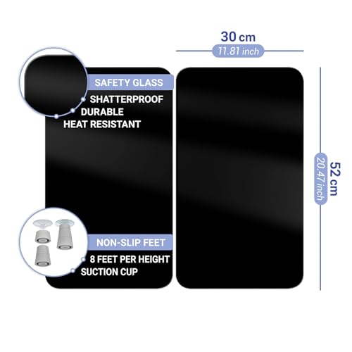 Miniatura 6 de Wenko Placas Protectoras Para Cocina Mod Negro, Ajustable En Altura Para Todo Tipo De Cocinas, Tabla De Cortar Y Protector Contra Salpicaduras, Vidrio, 30 X 52 Cm, Juego De 2