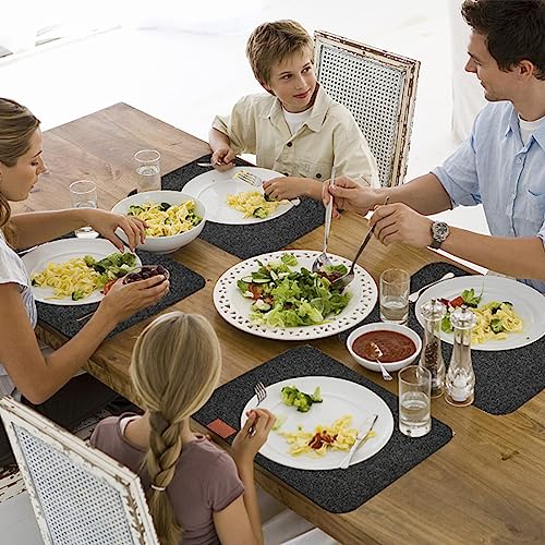 Tischset Platzset, 18er Set Tischsets Abwaschbar Platzsets: 6 Tischsets, 6 Glasuntersetzer, 6 Bestecktaschen - Anthrazit Eckige Platzdeckchen, Telleruntersetzer, Filzset