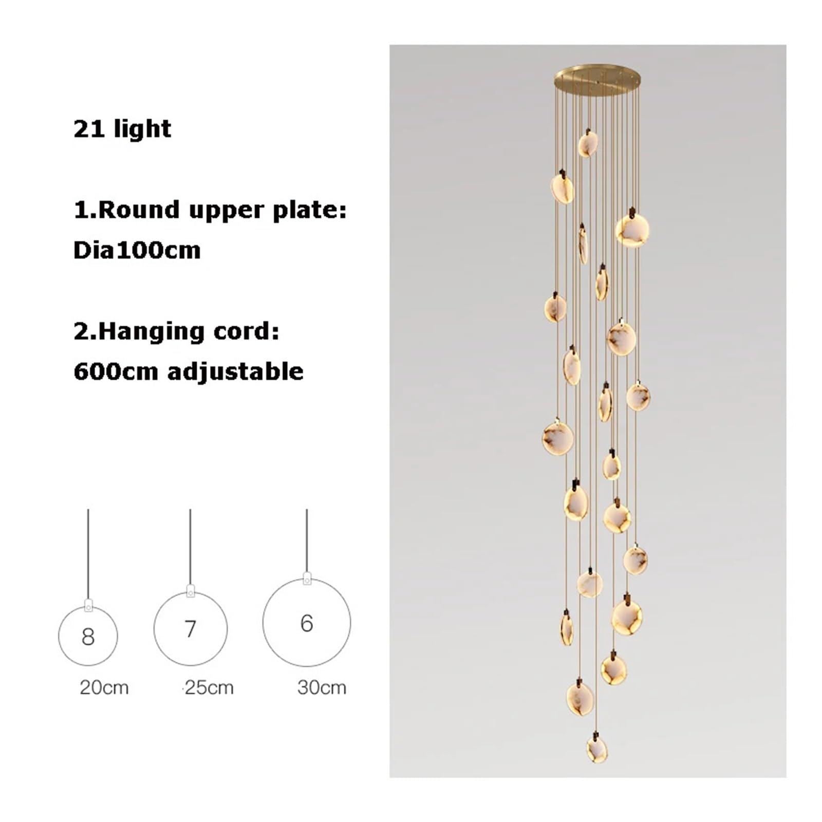 Lampade a sospensione lustre for lampadari di design for la casa in oro cinese a LED in marmo for soggiorno