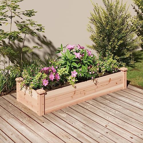 Homgoday Hochbeet mit Massivholzauskleidung, Tanne, 120 x 45 x 25 cm, großer Pflanzgefäß für den Außenbereich, Garten, Balkon oder Terrasse, urbaner Gemüsegarten