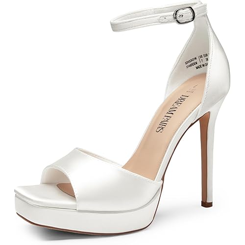 DREAM PAIRS Women's Stiletto High Heels Platform Ankle Strap Square Open Toe Dress Sexy Sandals