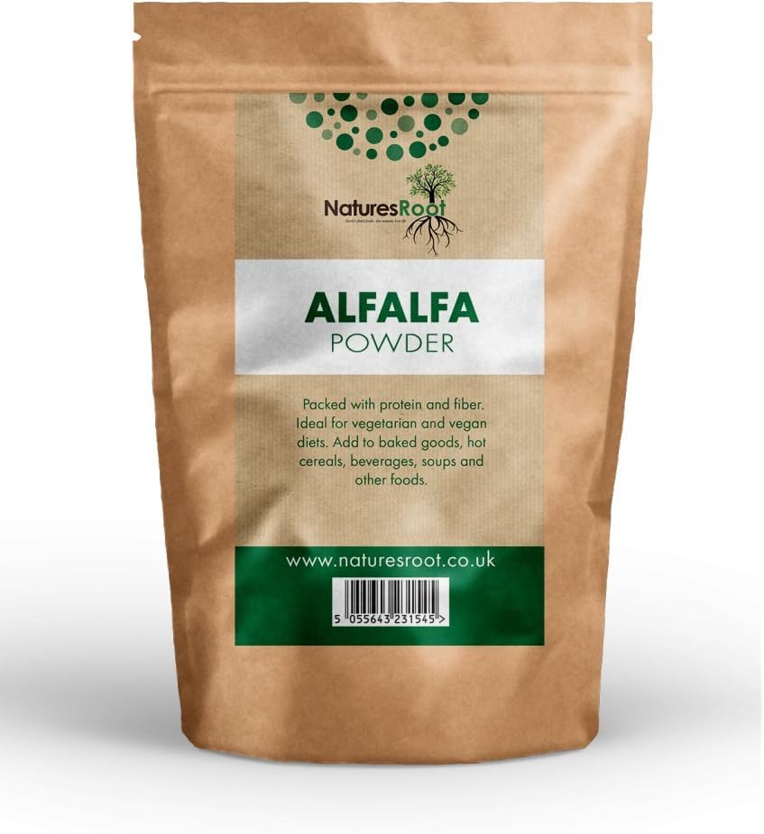 Premium Alfalfa Powder 500g by Natures Root – Green Superfood Detox for Smoothies & Juices