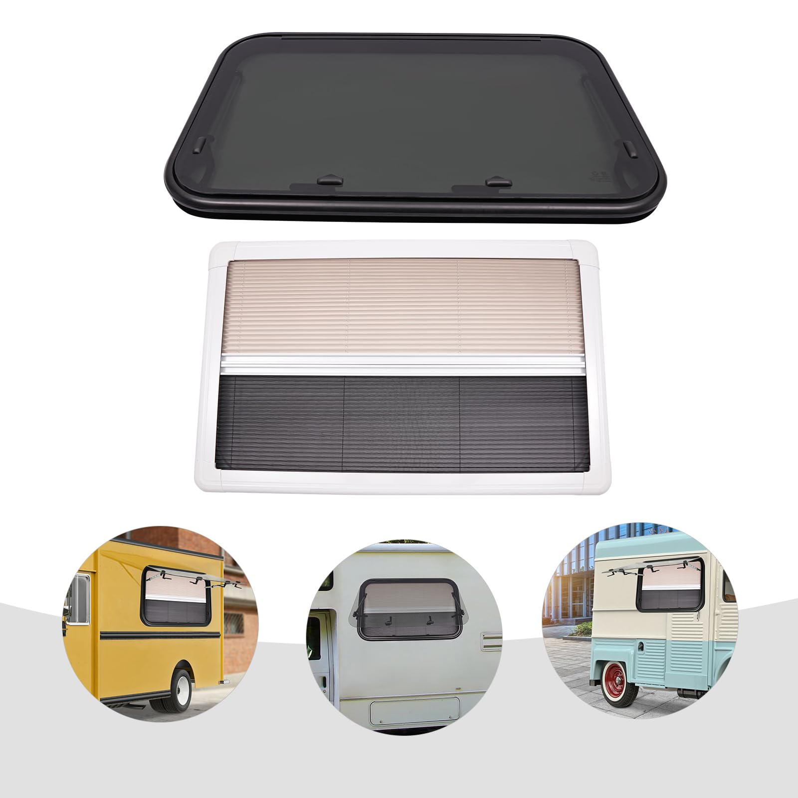 Fenêtre Pour Camping-car 90x55 Cm Avec Store Et Moustiquaire Intégrés - Ventilation Et Intimité Optimisées