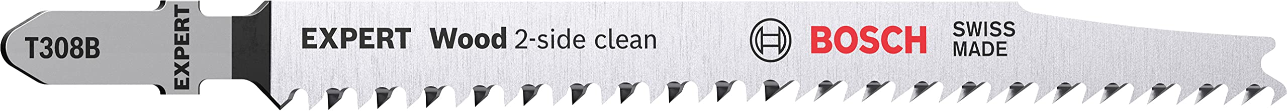 Bosch Professional 100x Lames de scie sauteuse Expert 'Wood 2-Side Clean' T 308 B (pour Contreplaqué, Panneau d'ameublement en bois massif, Longueur 117 mm, Accessoire Scie sauteuse)