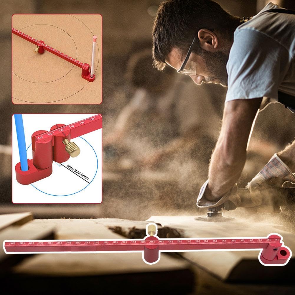 Compas Géant Pour Le Bois - 300 Mm, Extensible Jusqu'à 550 Mm, Réglable Et Précis, Idéal Pour Le Traçage De Cercles Et D'arcs
