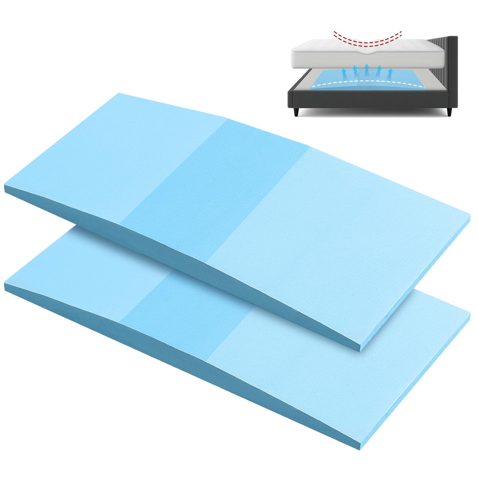 Geelin 2 Pieces Sagging Mattress Support 47 x 25 x 2 in Bed Boards for Under Mattress Support High Density Foam Insert Pad to Fix Sinking Bed with Flat Top Foam for Sagging Repair Extends Life (Blue)-image-42
