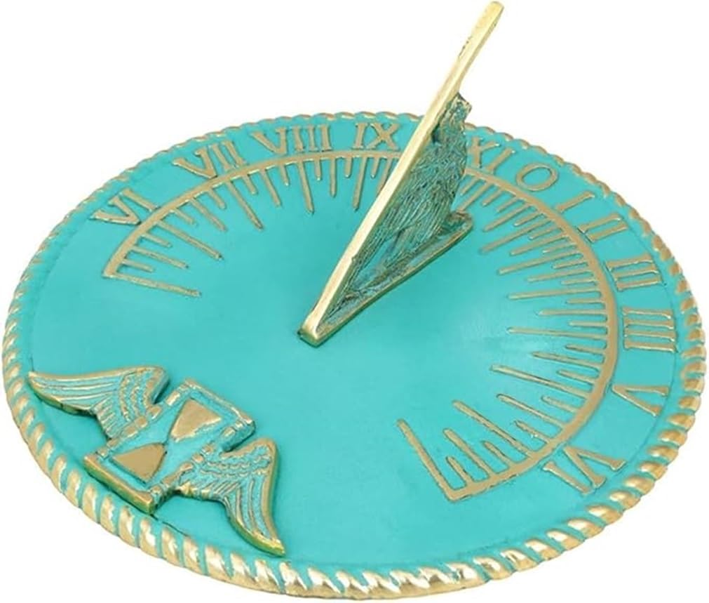 Reloj de sol de latón turquesa para decoración del hogar al aire libre jardín arte relojes de sol para el jardín