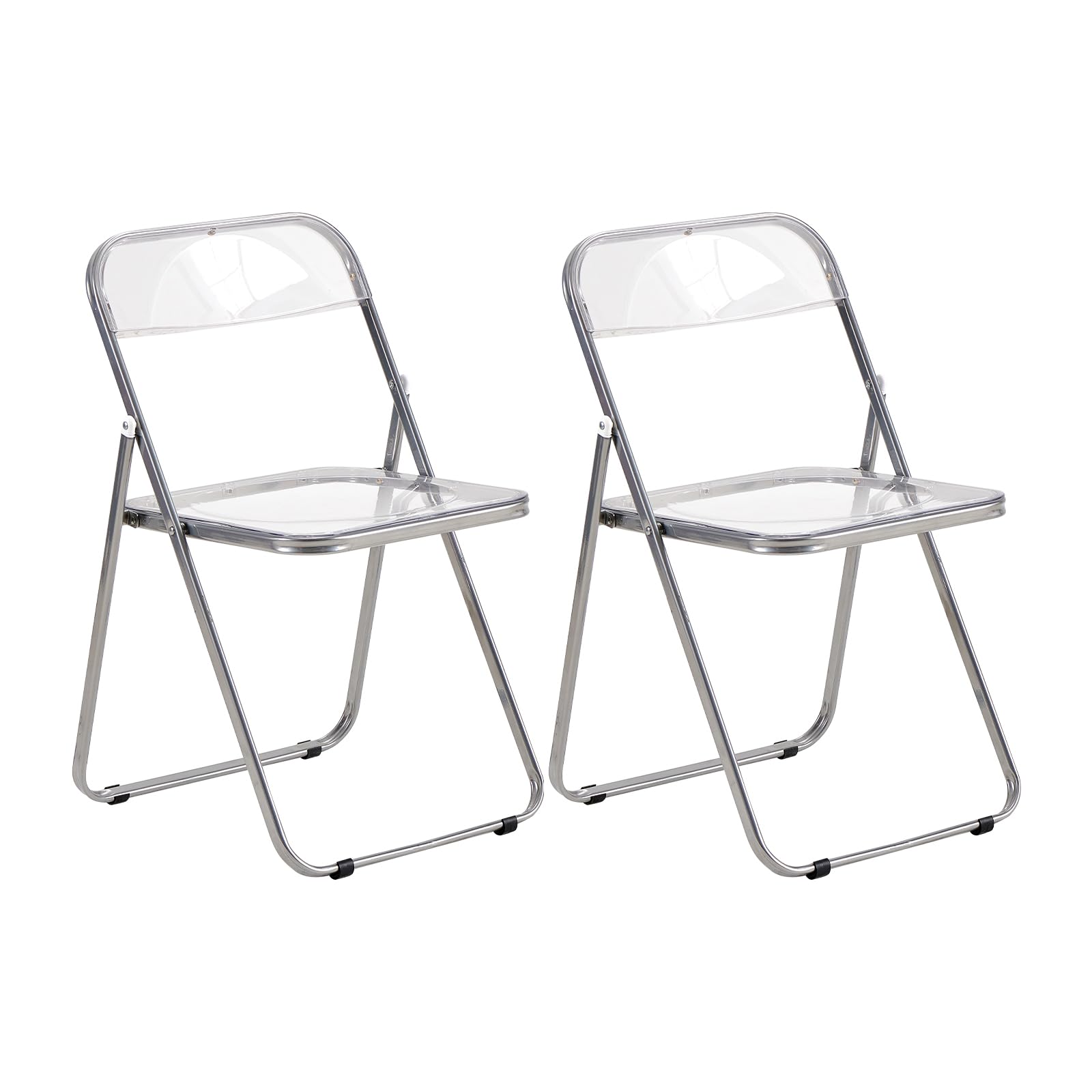 LuxNook Juego de 2 Sillas Plegables, Silla Pet Transparente, Capacidad de Carga 150 kg, para Comedor, Salón, Jardín