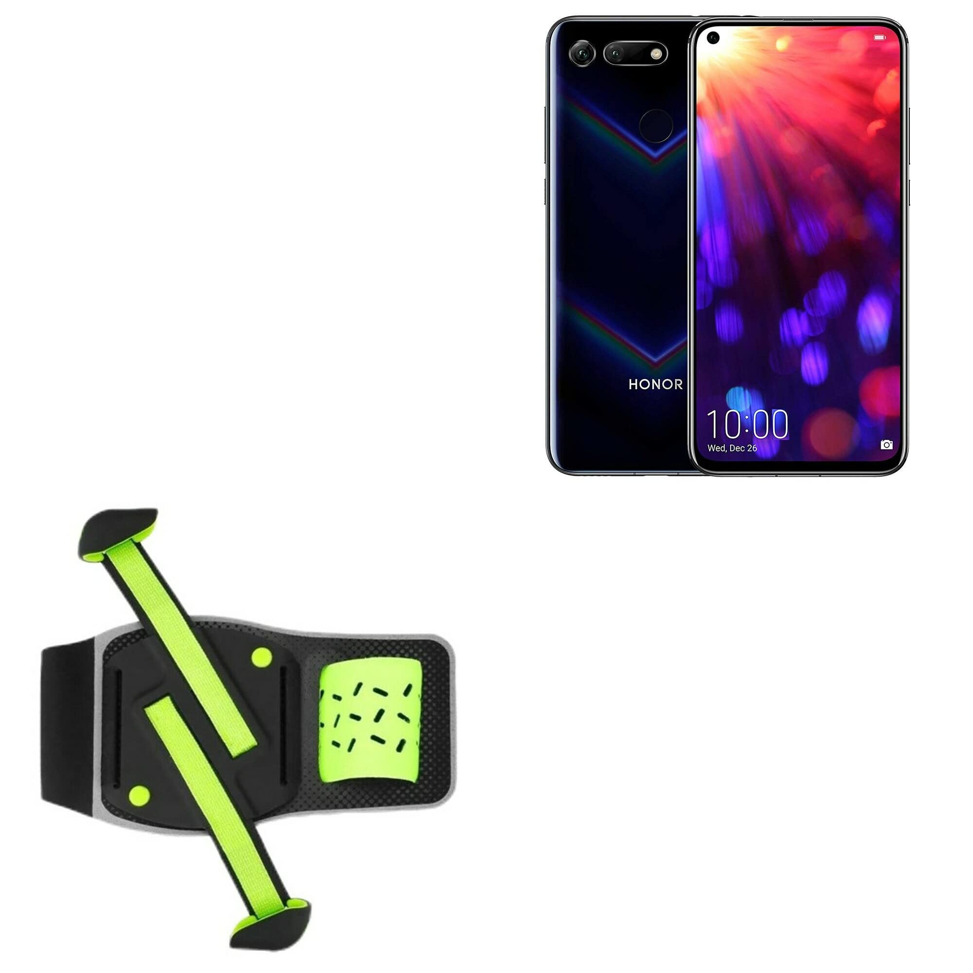 BoxWave Holster Compatible with Honor View 20 - FlexSport Armband, Adjustable Armband for Workout and Running - Stark Green