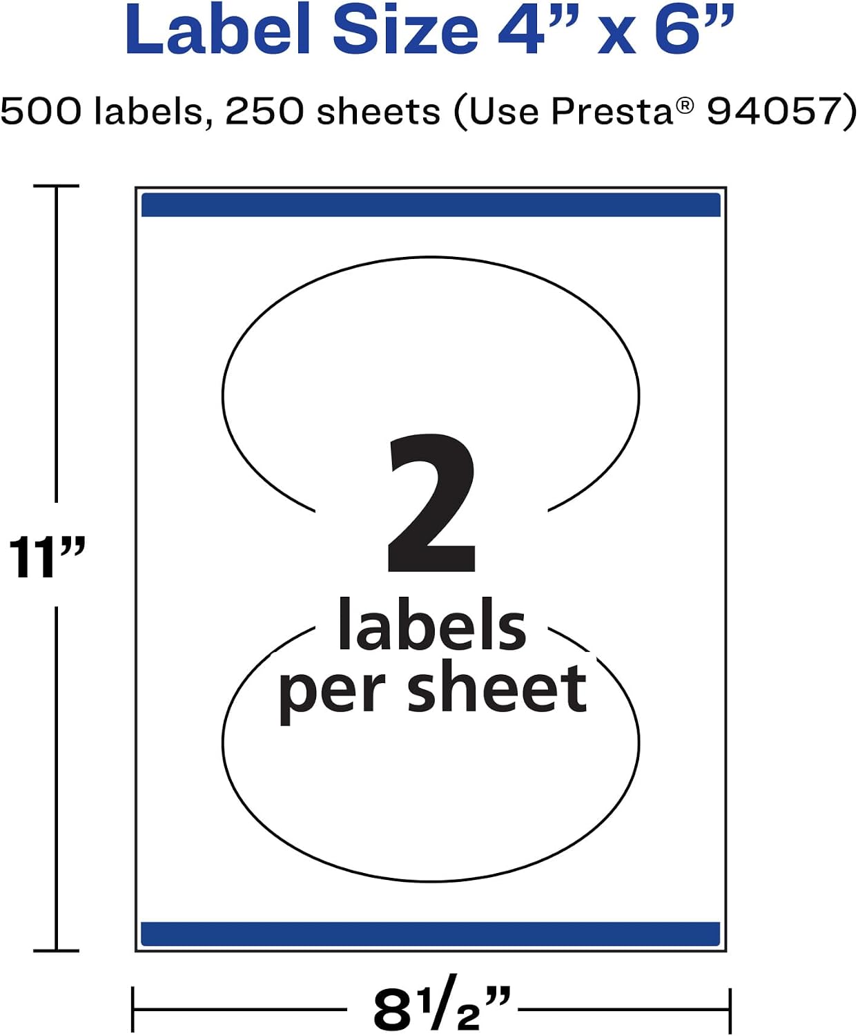 Avery Matte White Oval Labels, Sure Feed Technology, 4" x 6", 500 Matte White Printable Labels