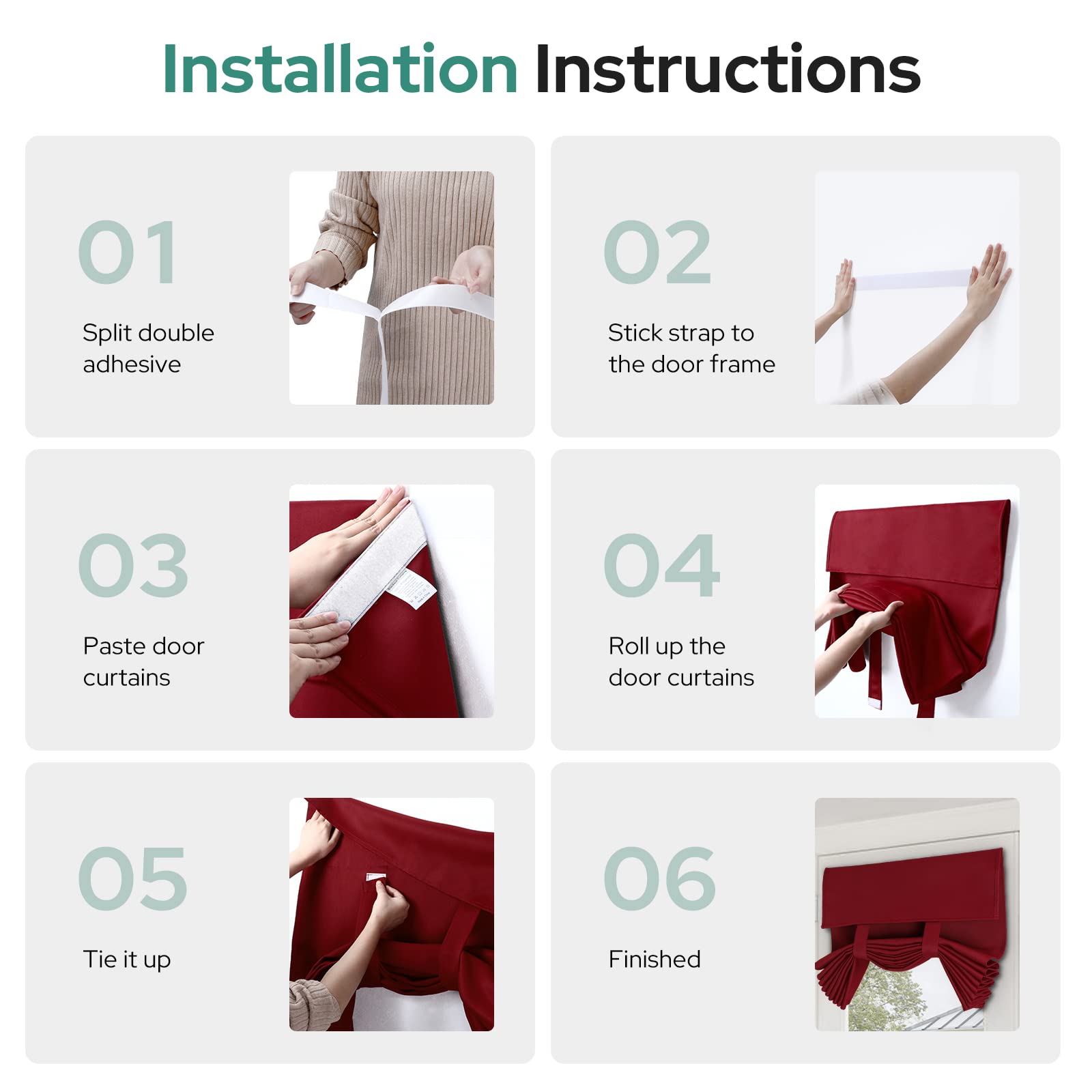 HOMEIDEAS Burgundy French Blackout Door Curtains - Image 3