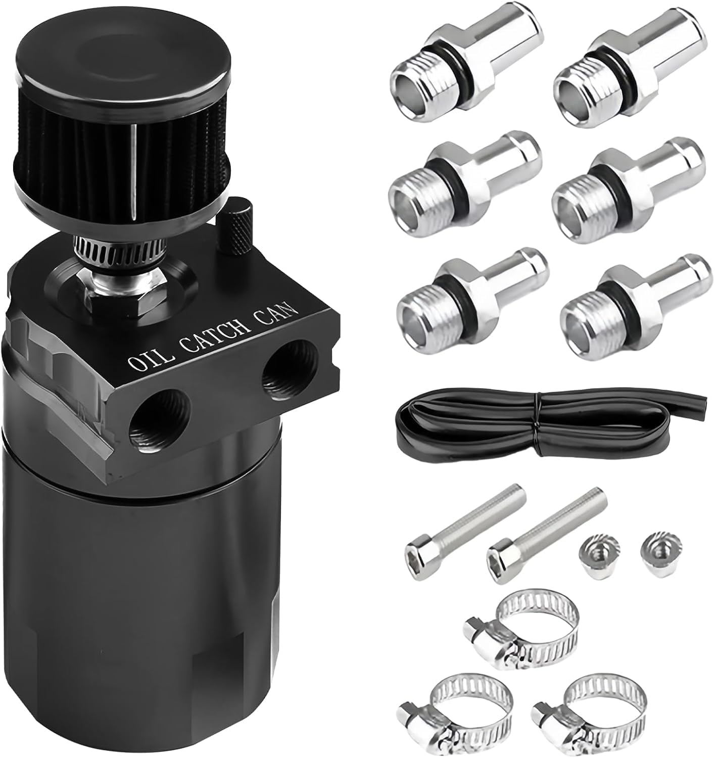 Aicharynic Réservoir de récupération d'huile avec filtre à air, canne à huile de 400ml, réservoir de récupération d'huile en aluminium, réservoir à huile, réservoir de voiture avec accessoires, tuyau