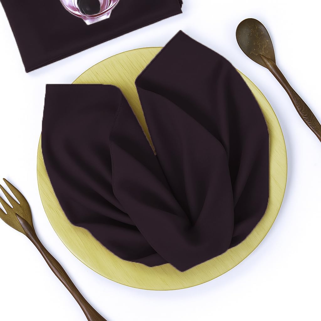 MDS Pack of 50 PCS Cloth Napkins 17x17 inch Washable Polyester Dinner Napkins Soft Table Napkins for Wedding Party Dining Banquet Bistro Decoration - Plum
