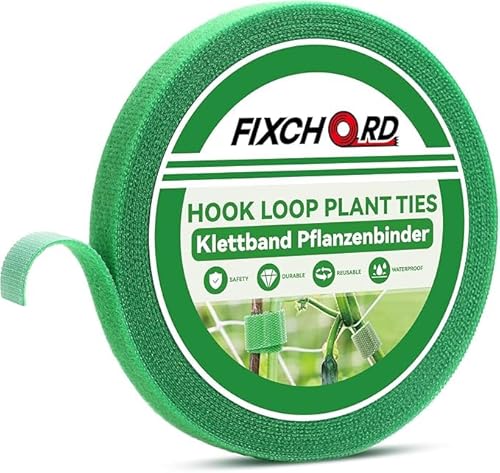 FIXCHORD Attaches de Jardin pour Plantes, 10m*12mm Attache Plante Grimpante, Attache Plante Grimpante pour Tomate, Liens de Plantes Bande de Fixation Réutilisable,Vert Tendre