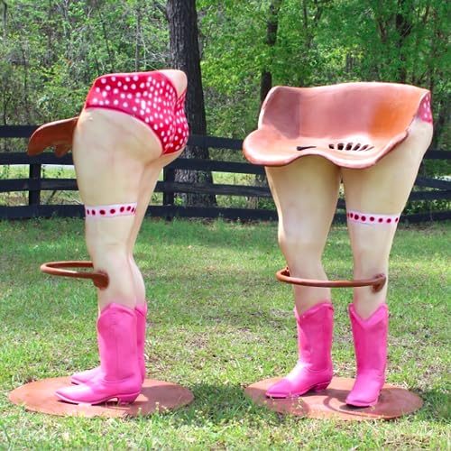 The King's Bay Pair of Cow Girl Bar Stools with Pink Polka Dot Bikinis and Western Boots4