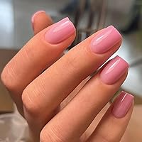 Vista 28 de 48 piezas de uñas postizas a presión color burdeos, uñas falsas en forma de almendra, pegamento para uñas, uñas de longitud media