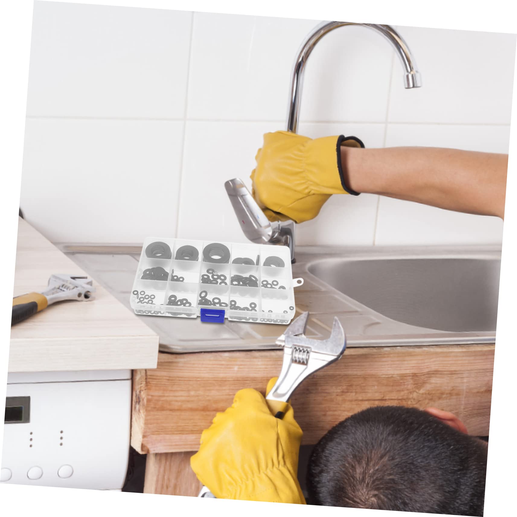 Guarnizioni Rubinetto 215 Pezzi in Plastica, Rondelle di Ricambio Multi Misura per Lavello Cucina e Lavabo Bagno, per Riparare Perdite