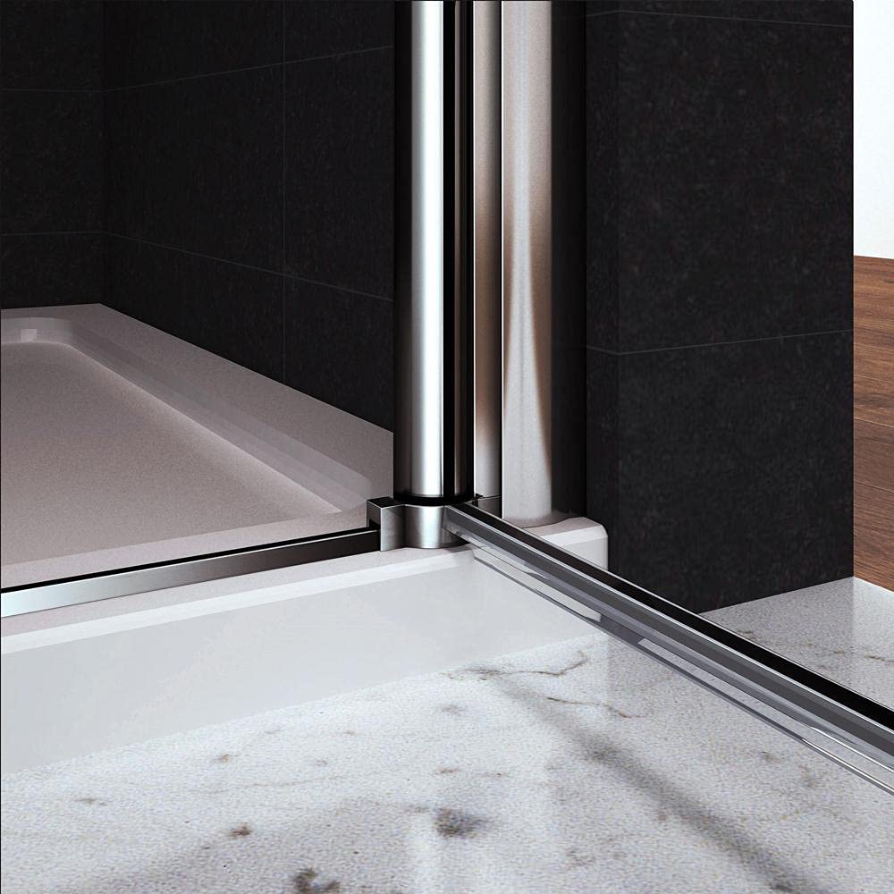 Box Doccia Angolare Alto 197cm Porta Battente Fissa Parete Laterale 90x90 cm Vetro 6mm Temperato Anticalcare con Barra Stabilizzatrice Orizzontale da 90 cm