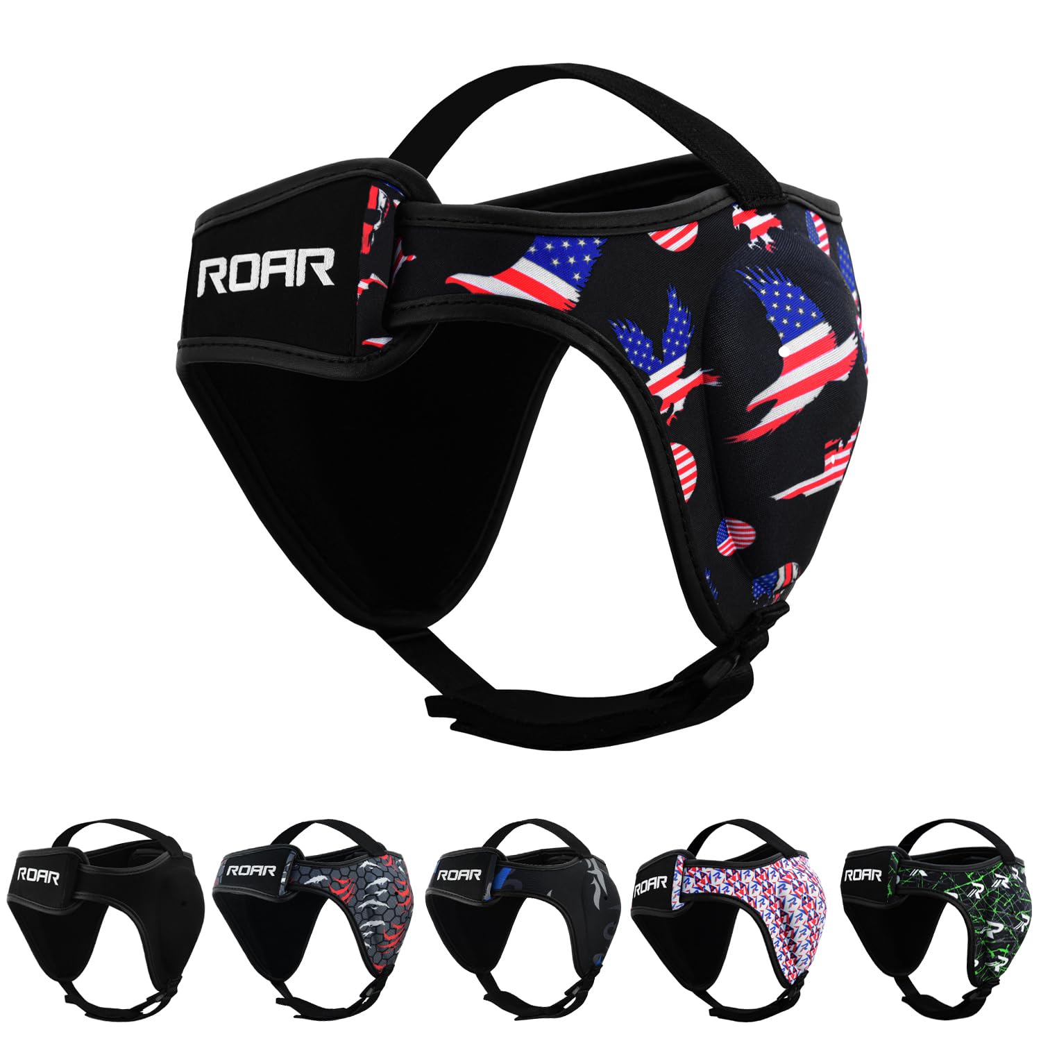 Roar Wrestling MMA Grappling Cauliflower Protective Helmet BJJ Headgear Ear Guards (American Flag)