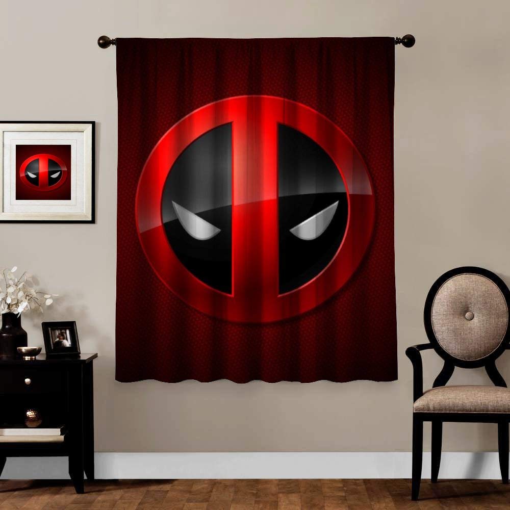 MVNTOO Deadpool Noise Reducing Thermal Insulated Curtain Curtain Blackout Window Curtains/Drapes W55 xH63