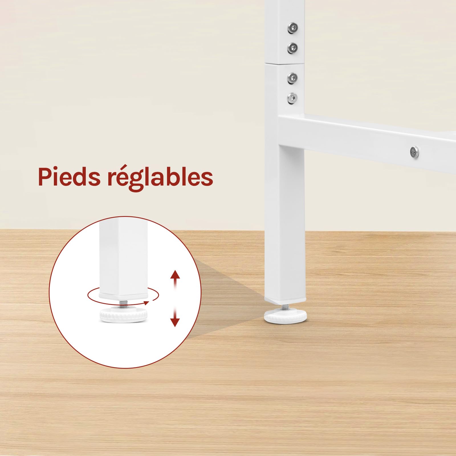 WOLTU Petit Table de Bar 60x100x60 cm, Table Haute en Métal et Bois, Mange Debout pour Cuisine, Salon, Blanc/Chêne Clair