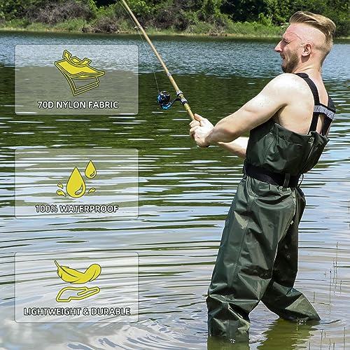 DRYCODE Chest Waders – Hunting & Fishing Waders for Men & Women with Boots, 2-ply Nylon/PVC Waterproof Bootfoot Waders
