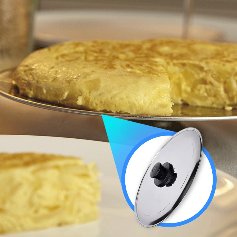 ANAKEL HOME Tapa Gira Tortillas y Vuelta, Sartén 30 cm | Acero Inoxidable con Pomo Anti Quemaduras, Ø30 Centímetros, Multiusos, Apta para el Lavavajillas