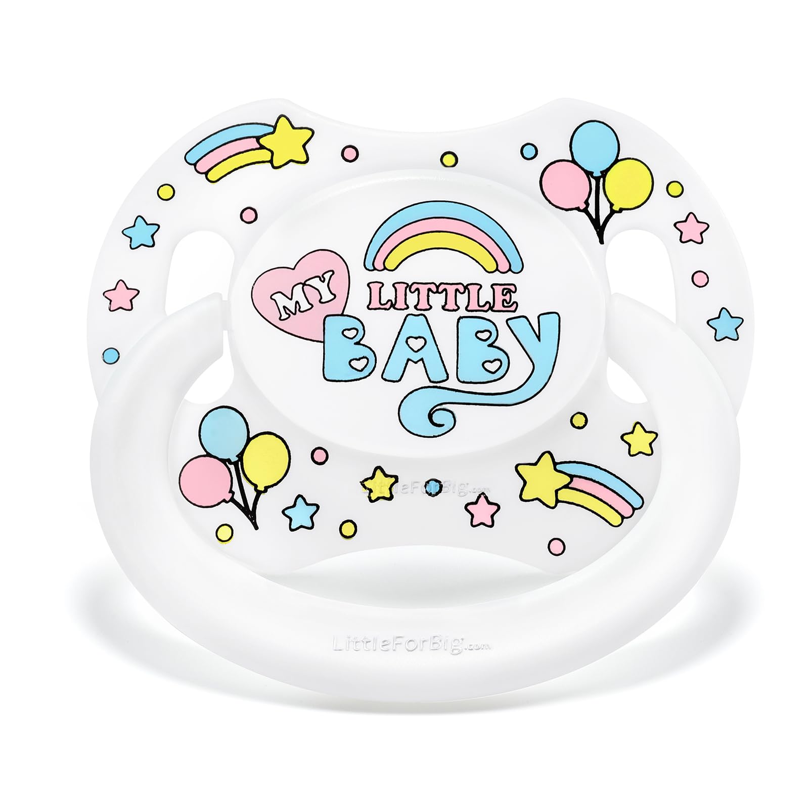 LittleForBig Bigshield Generation-II Adult Sized Printed Pacifier My Little Baby Pattern White